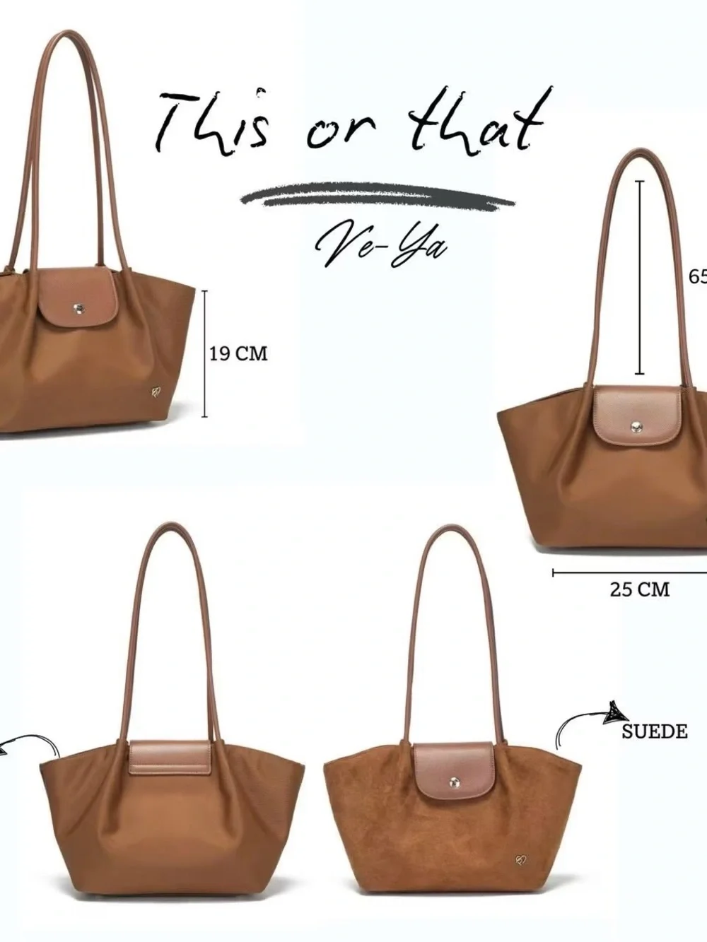 Pony Twentyeight Pink Tote VEYA Bag with Brown Trim - Women's Shoulder Bag